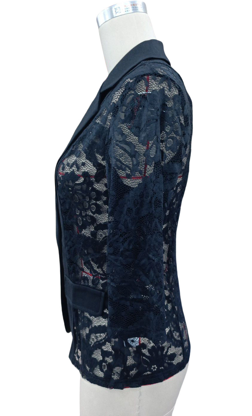 Spring Elegant Solid Color Fashion Lace Patchwork Women's Blazer Jacket 13