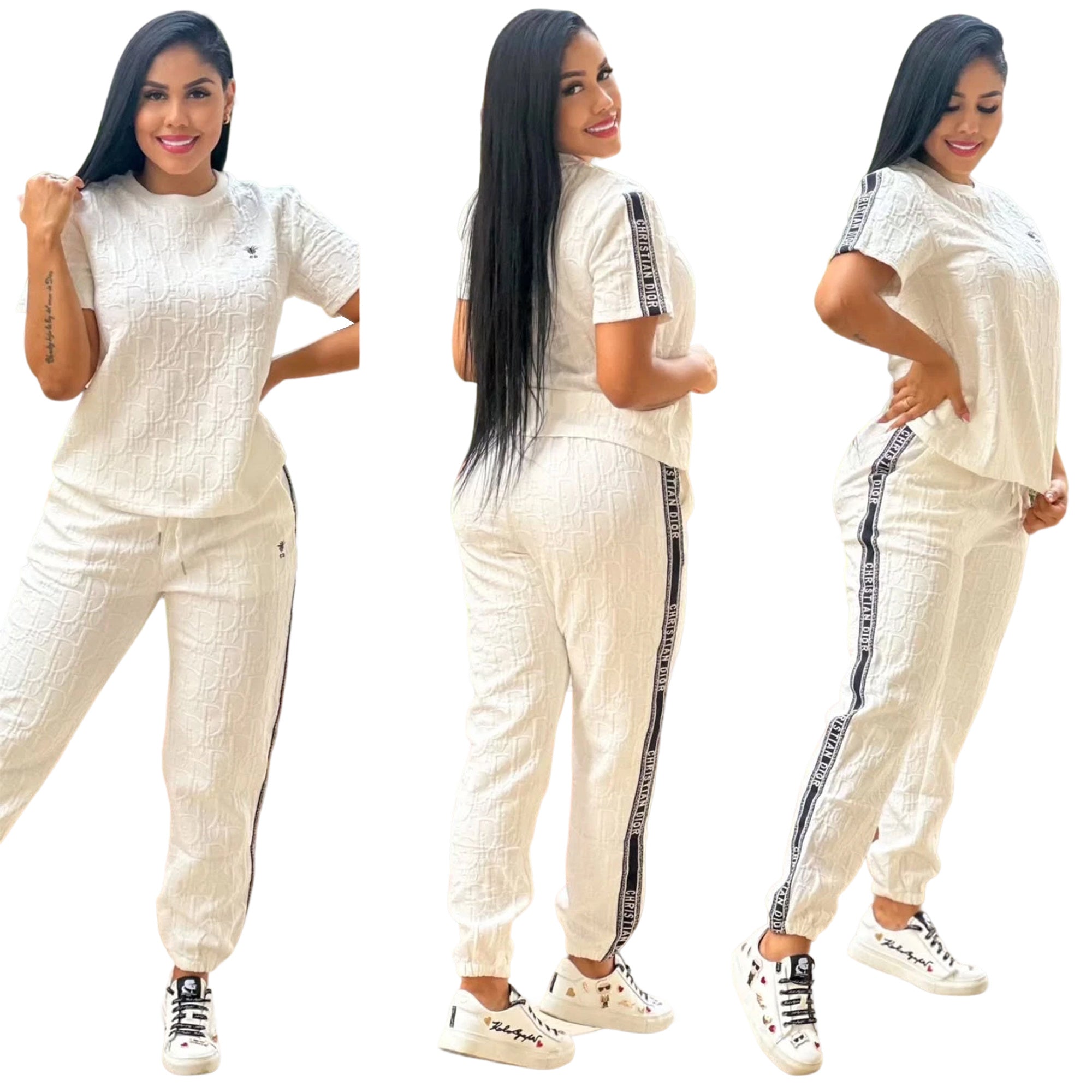 Women Casual Short-Sleeved Top and Pants Two-Piece Set 3