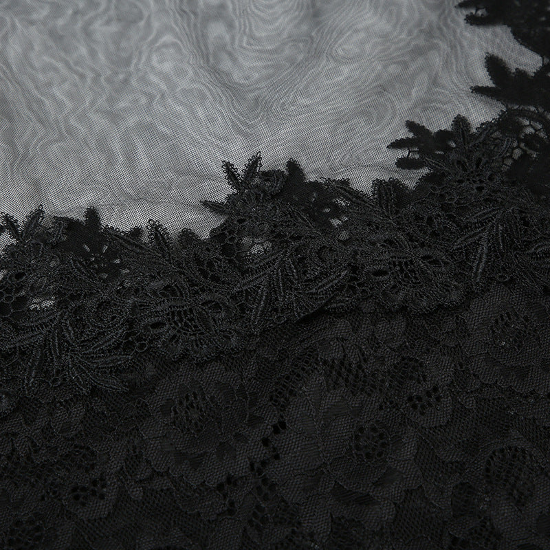 Women's See-Through Mesh Lace Strap Nightdress 16