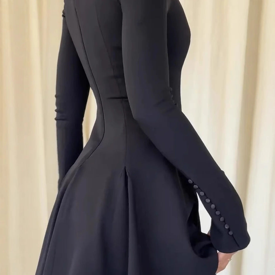 Summer Solid Color Slim Fit Long Sleeve WomenŸ??s Elegant Dress 3