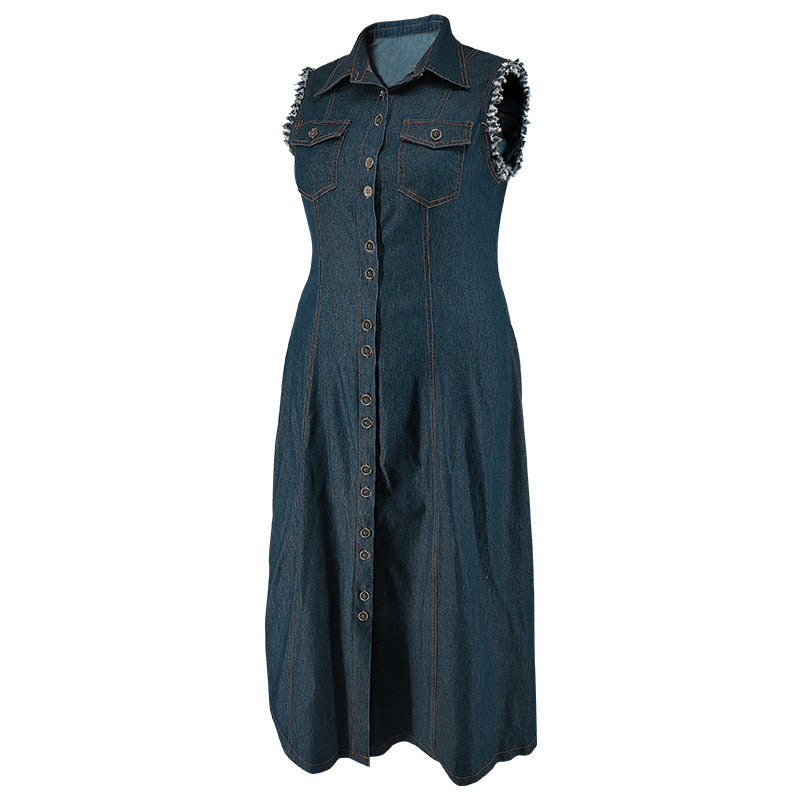 Plus Size Women Button Cardigan Denim Dress 9