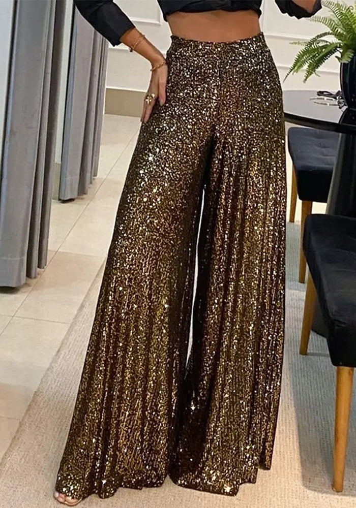 Women's Solid Color High Waist Wide-Leg Pants