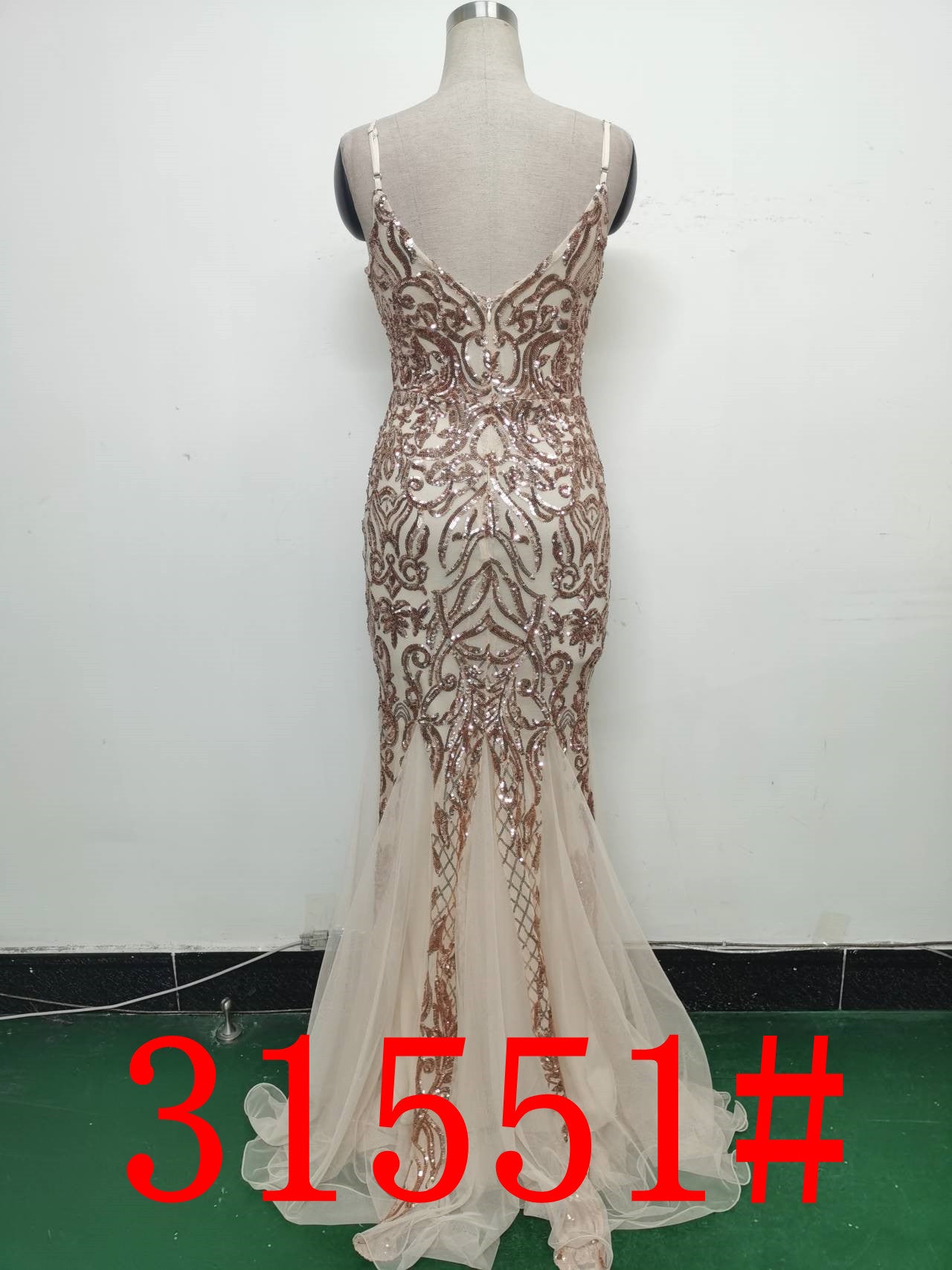 Floral Sequin Mesh Evening Dress 24