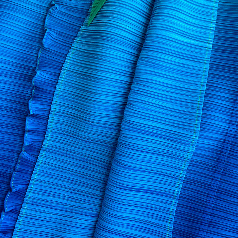 Women Pleated Long Sleeve Turndown Collar Lace-up Gradient Dress 18