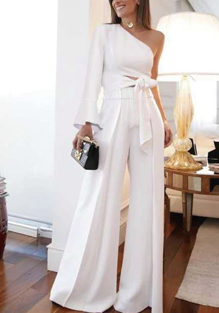 Women's Single Sleeve Print Tie Jumpsuit