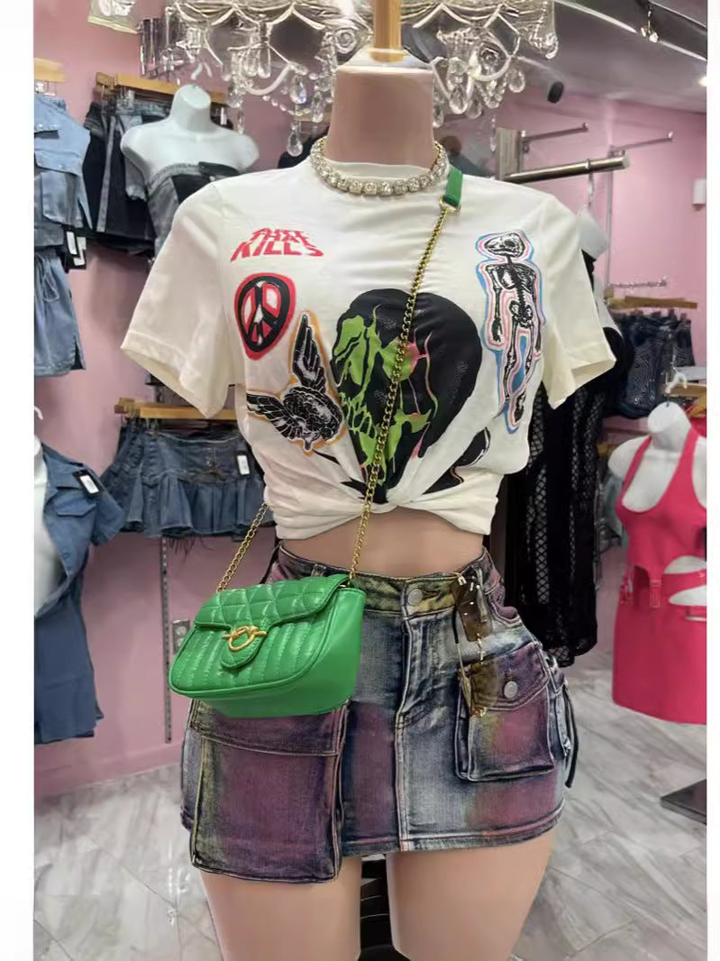 Women Street Wash Gradient Stretch Denim Skirt 5