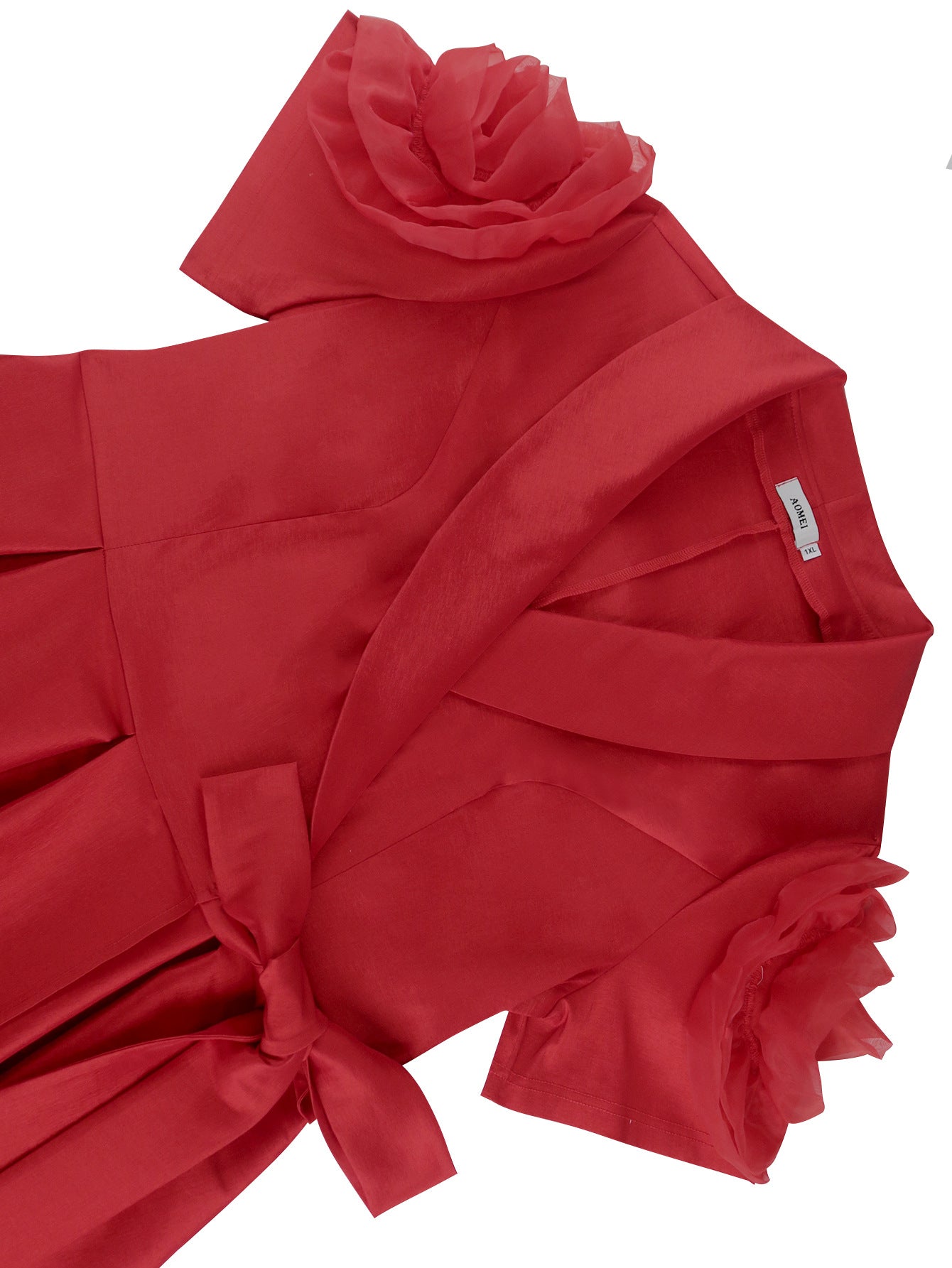 Women Formal Party Flower Sleeve Party Solid Dress 7