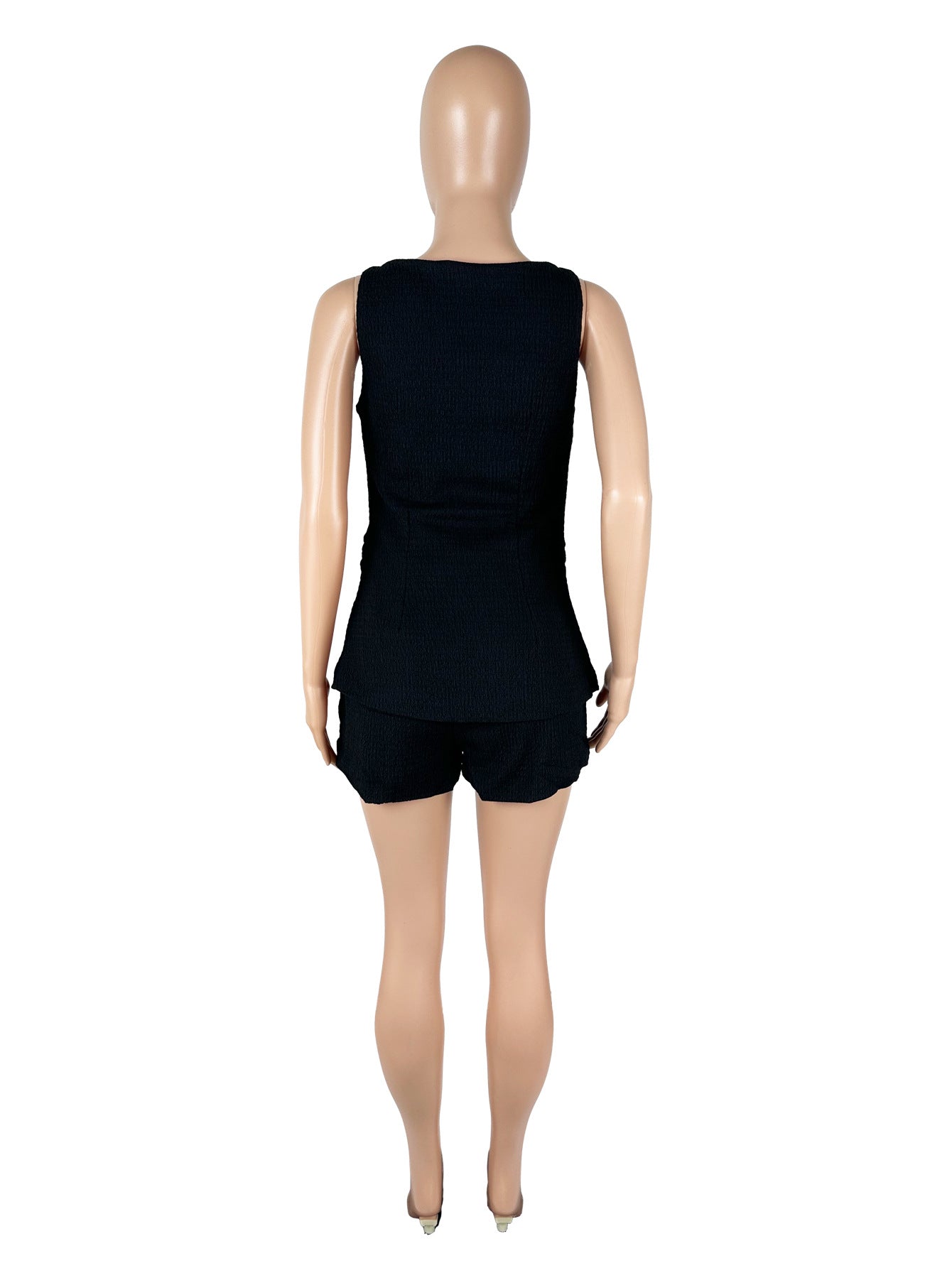 Women's Fashion Casual Button-Up Vest & Shorts Set 4
