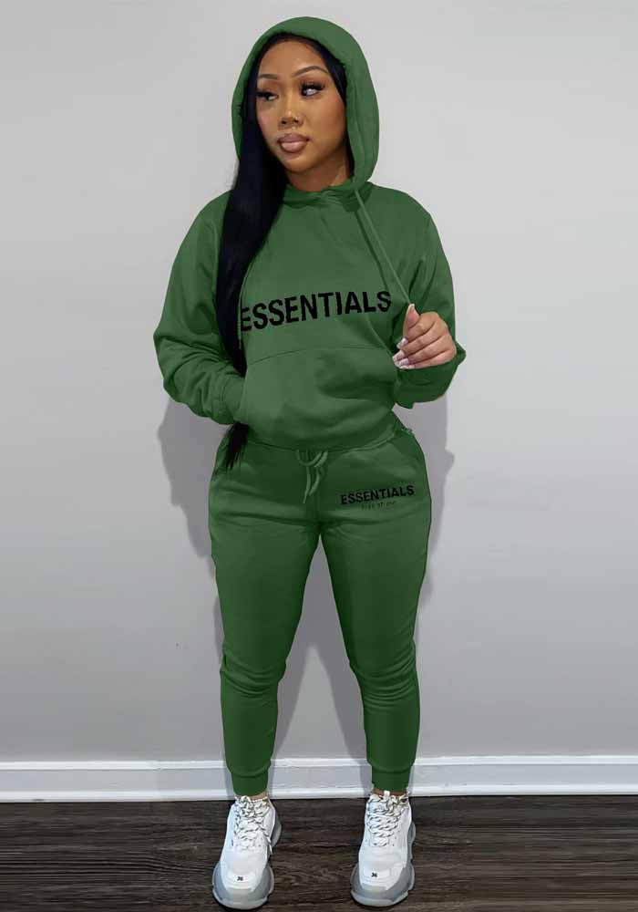Womens Trend Letter Pringt Hooded Tracksuit Hoodies Sweatpants Two Piece Set 16