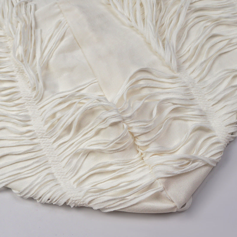 Women summer Solid Casual sleeveless hooded tassel dress 11