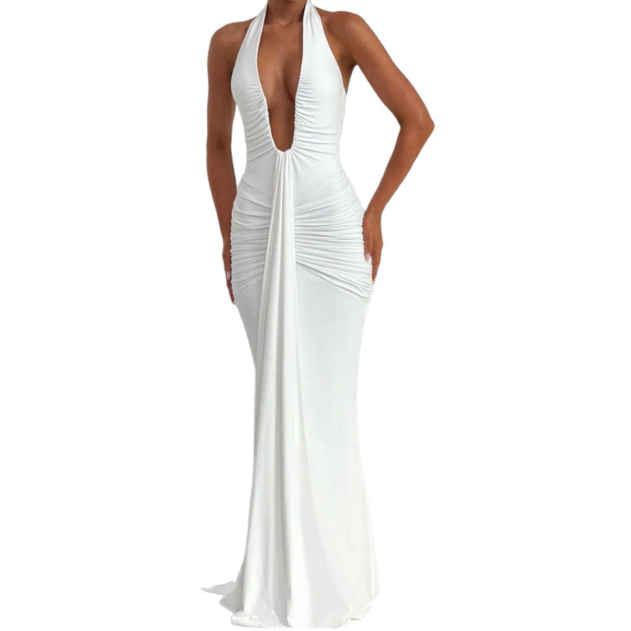 Women Summer Solid Sexy See-Through Sleeveless Dress 6