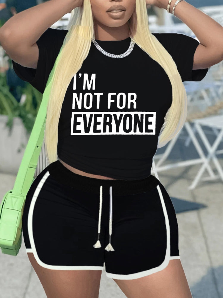 Women'S Contrasting Color English Letter Print Tracksuit Sports Two-Piece Shorts Set 4