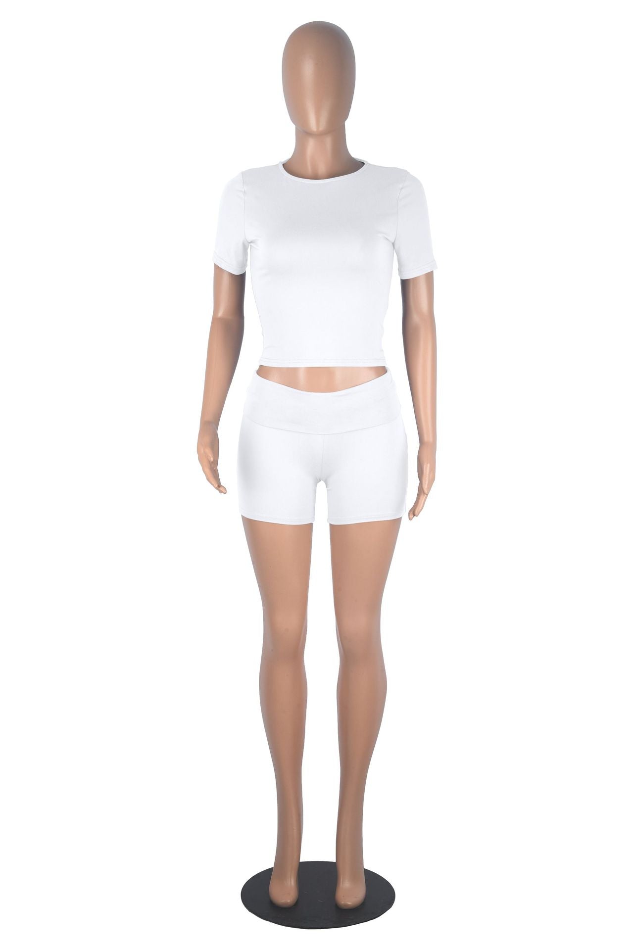 Women short-sleeved round neck top and shorts two-piece set 12