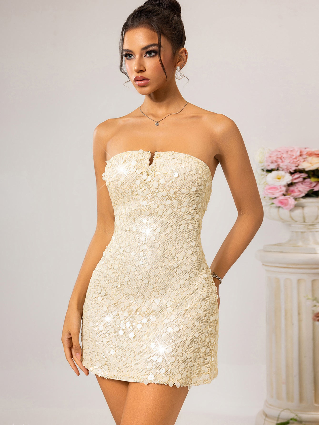 Sexy Low-Back Sequin Short Women's Party Dress