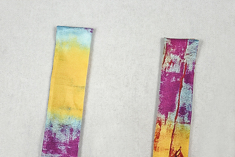 Color Block Print Women's Slim Waist Trendy A-Line Short Dress 10