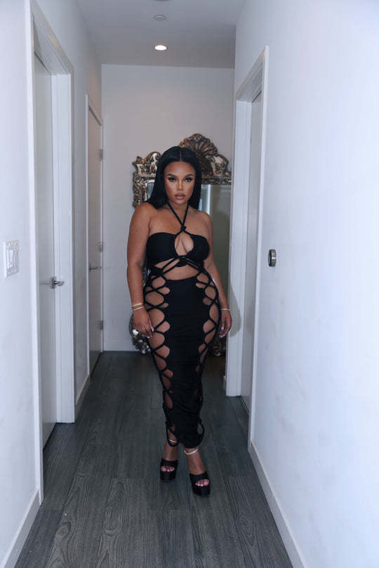 Women's Halter Lace-Up Ruched Long Dress 17