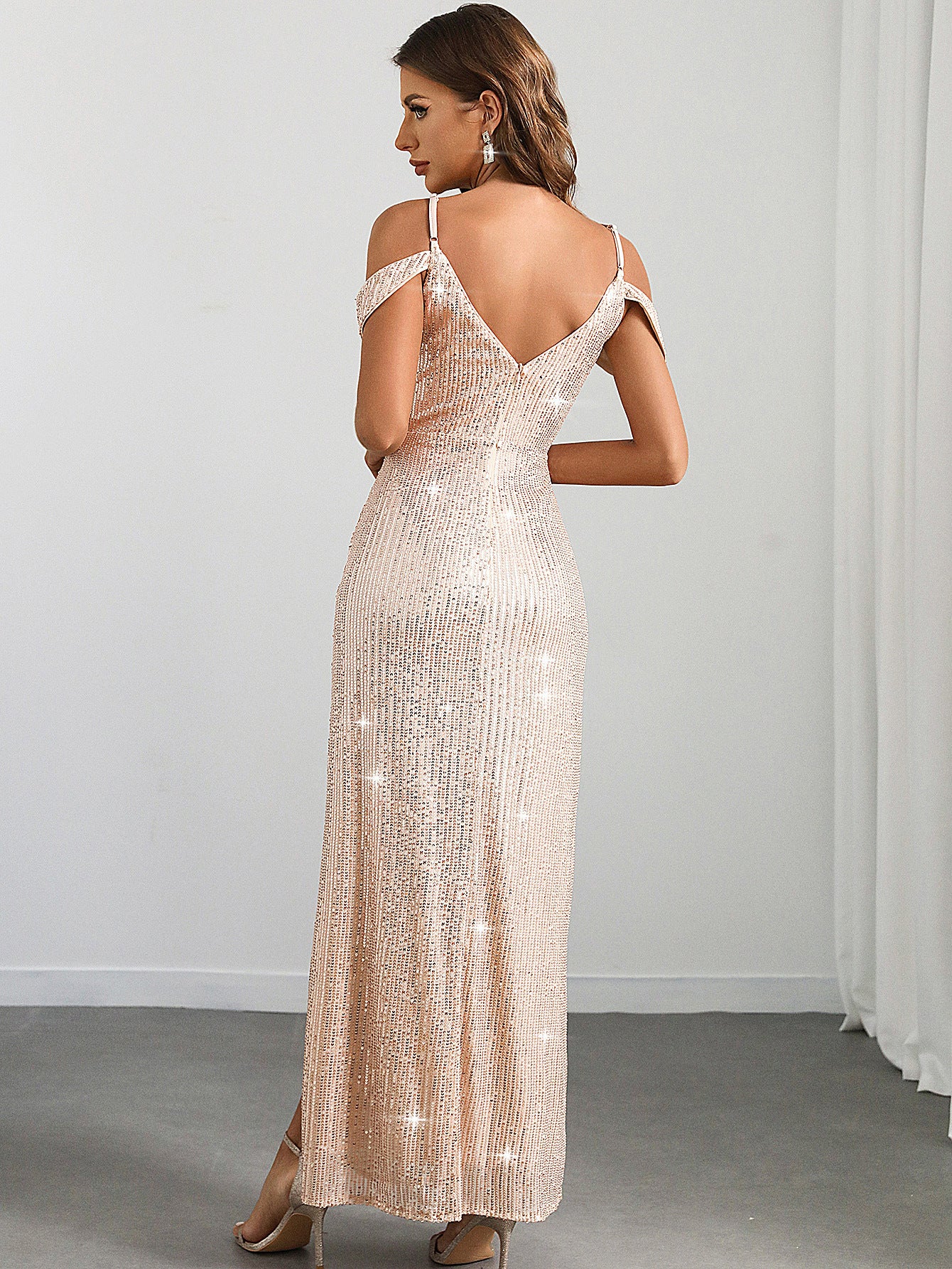 Sexy Low Back Sequin Long Women's Evening Dress 4