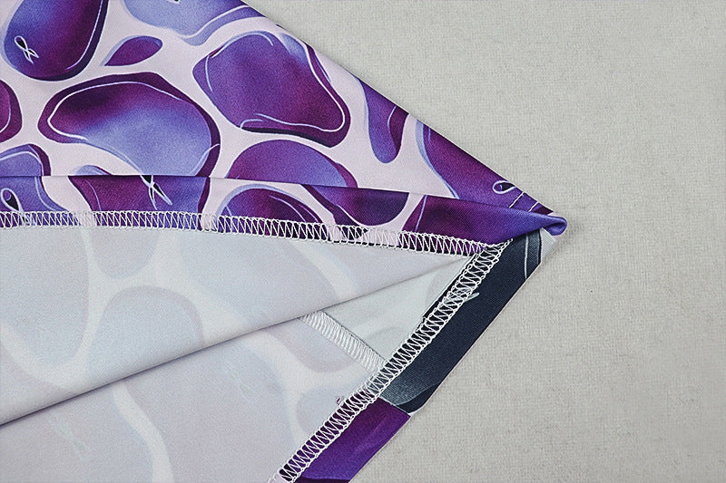 Fashion Printed Women's Patchwork Slim Waist A-Line Casual Chic V-Neck Maxi Dress 15