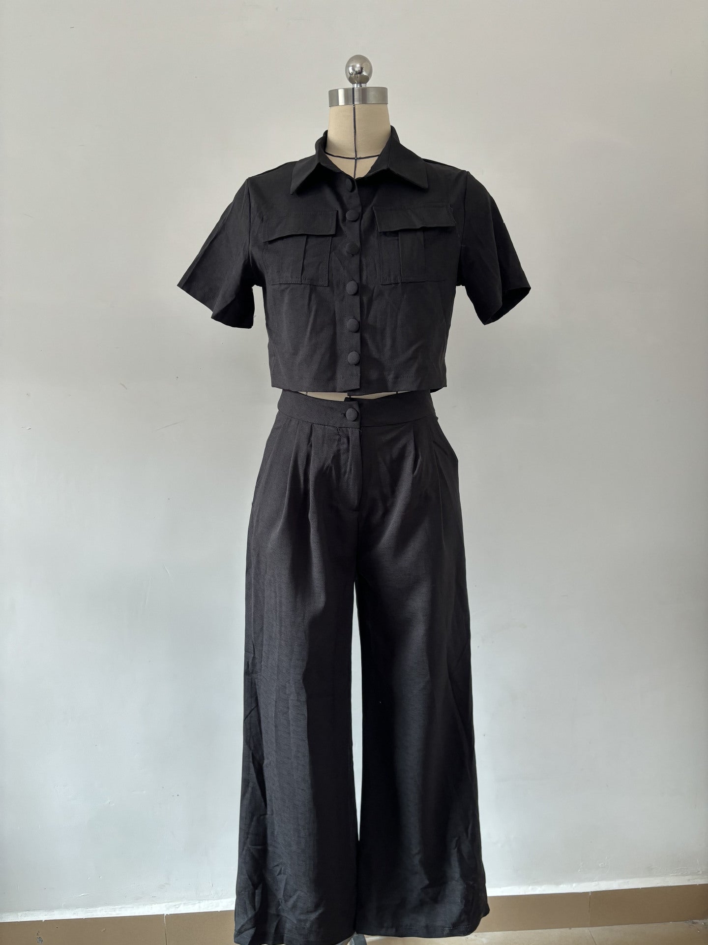 Women Summer Ladies Short Sleeve Chic Fashion Casual Women Two-Piece Pants Set 13