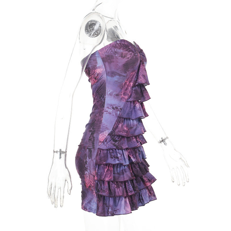 Women Summer Strapless Cake Sexy Mini Dress 8