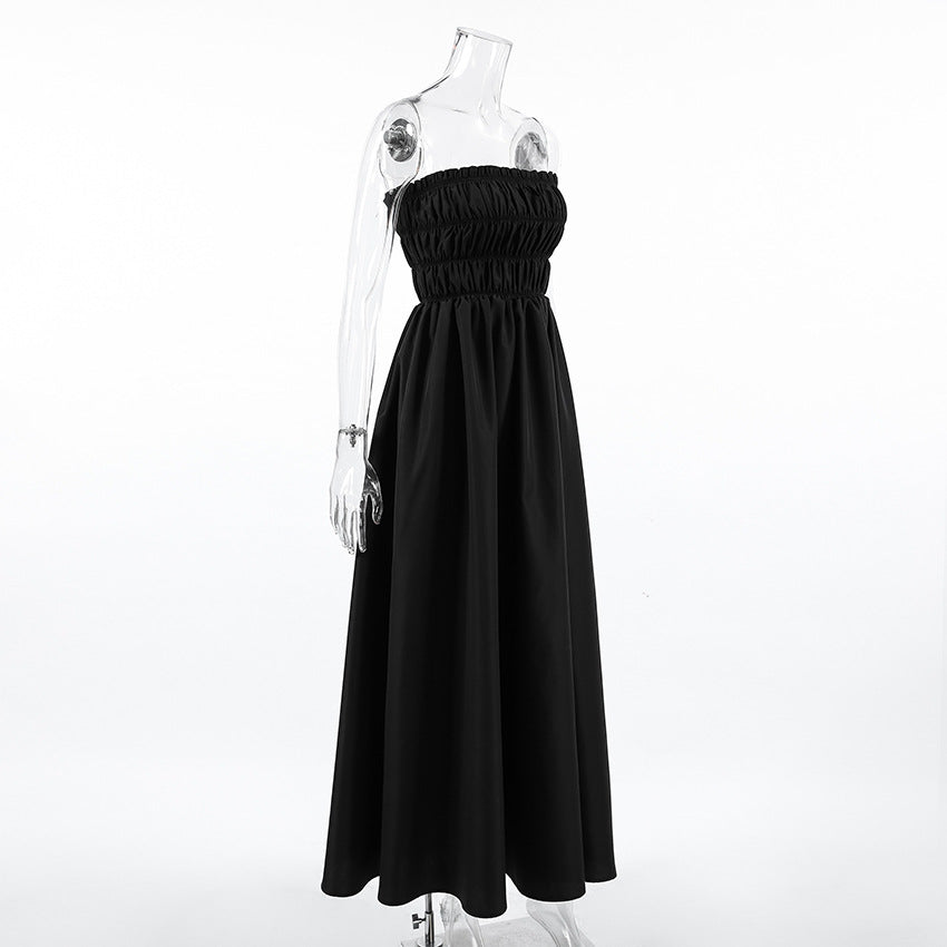 Summer Sleeveless Strapless Black Beach Holidays Dress 9