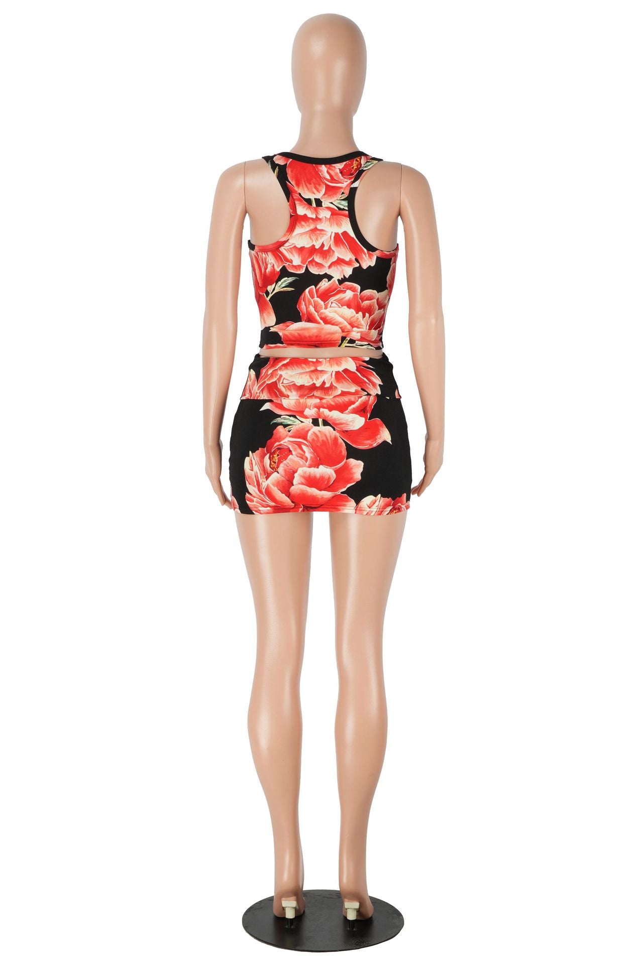 Women Sexy Printed Tank Top and Mini Skirt Set 16