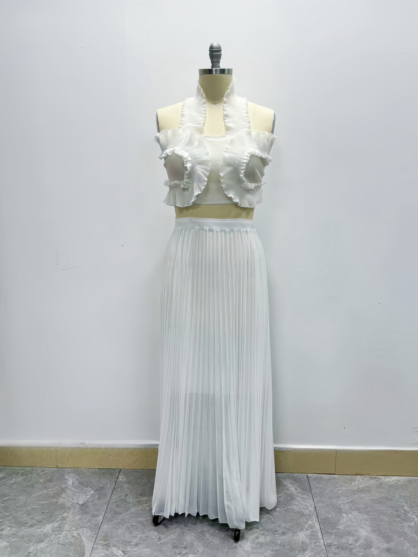 African Pleated Sexy Strap Top Pleated Wide-Leg Pants Two-Piece Set 7