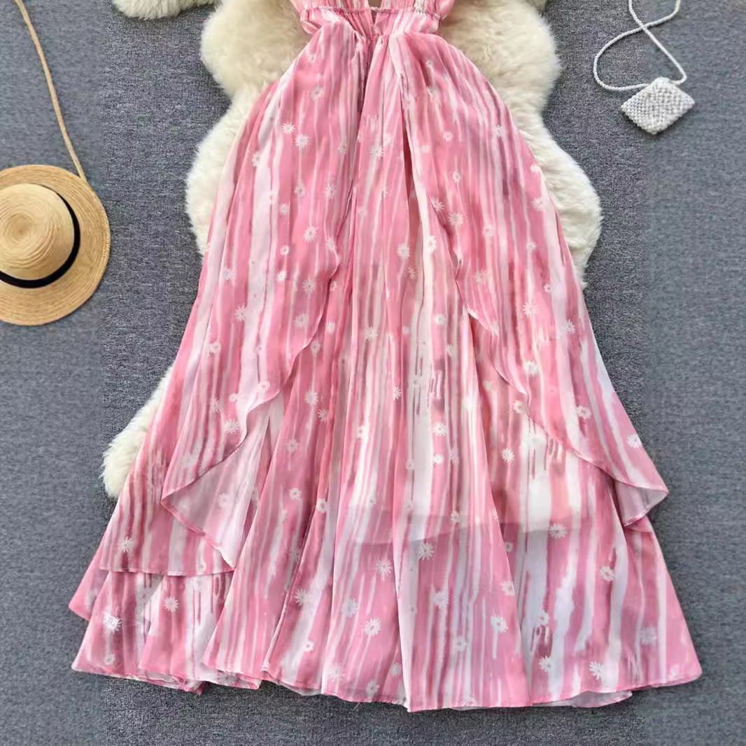 Women Sexy Strappy Holidays V-Neck Backless Dress 4