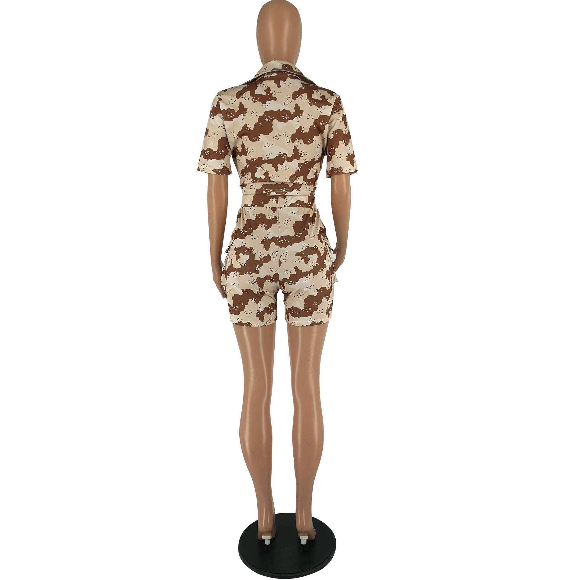 Women's Camouflage Shirt Short Sleeve Shorts Two-Piece Set 9