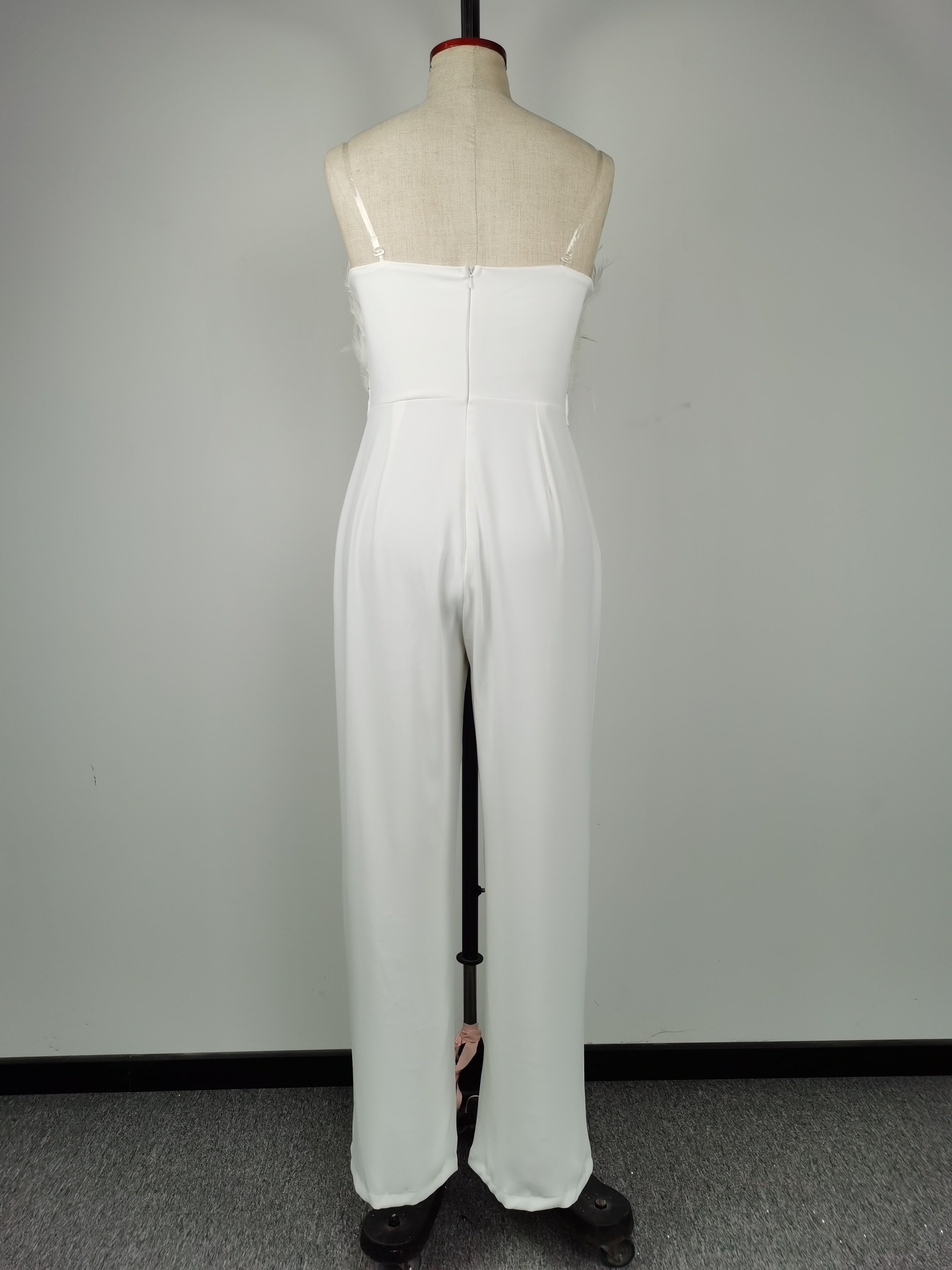 Spring Summer Feather Strapless Sexy Fashion Jumpsuit 14