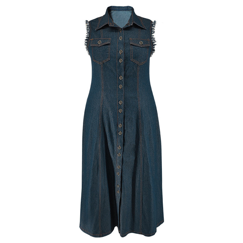 Plus Size Women Button Cardigan Denim Dress 8