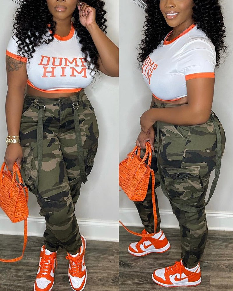 Street Fashion Camo Instep Cargo Pants