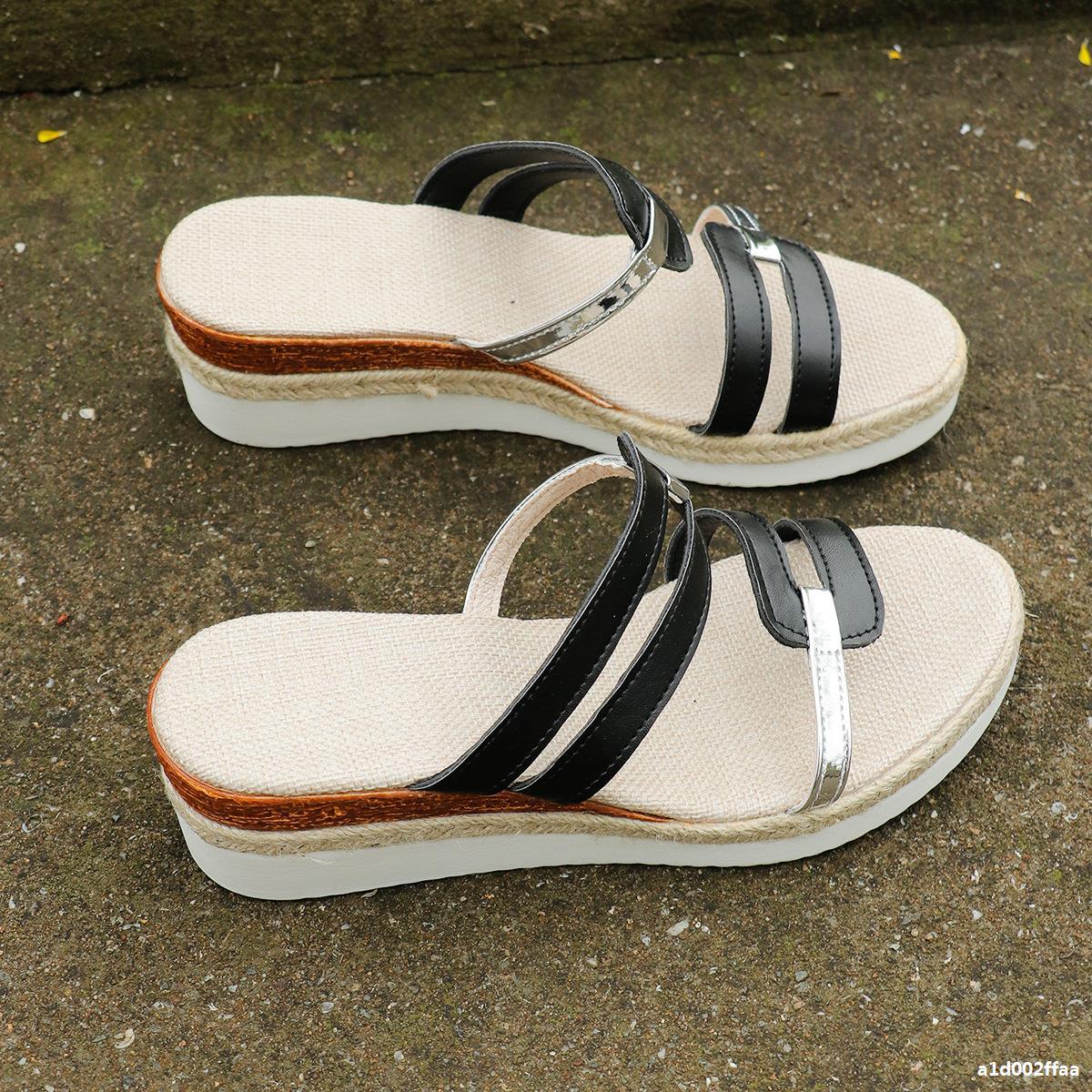 Summer Wedge Sandals Women's Fashion Buckled Thick Soled Plus Size Roman Sandals 10