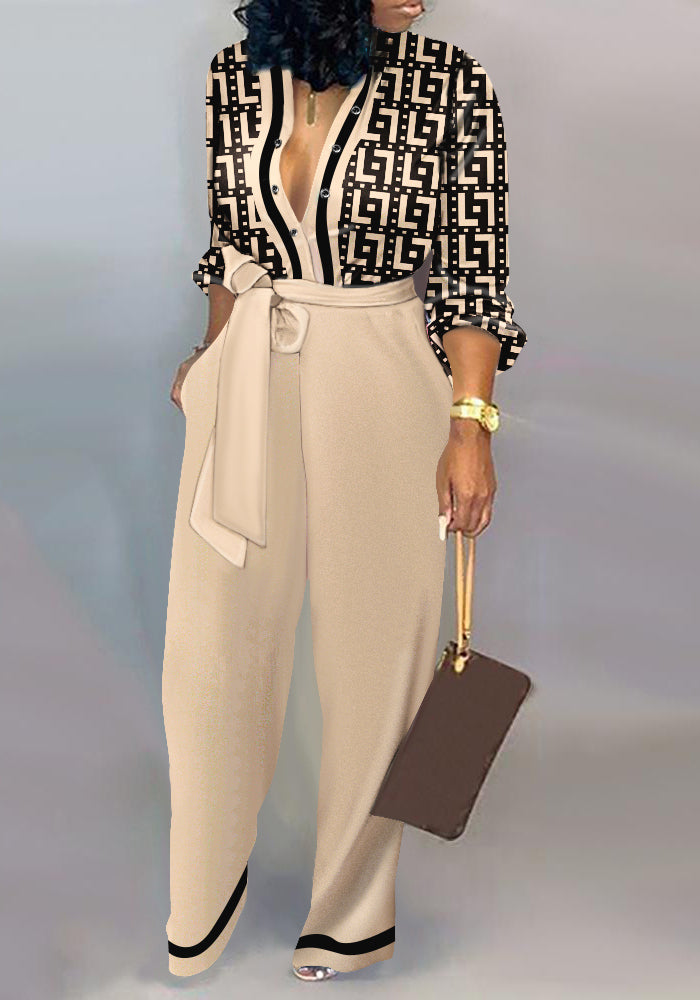 Fall Chic Women'S Print Long Sleeve Casual Jumpsuit