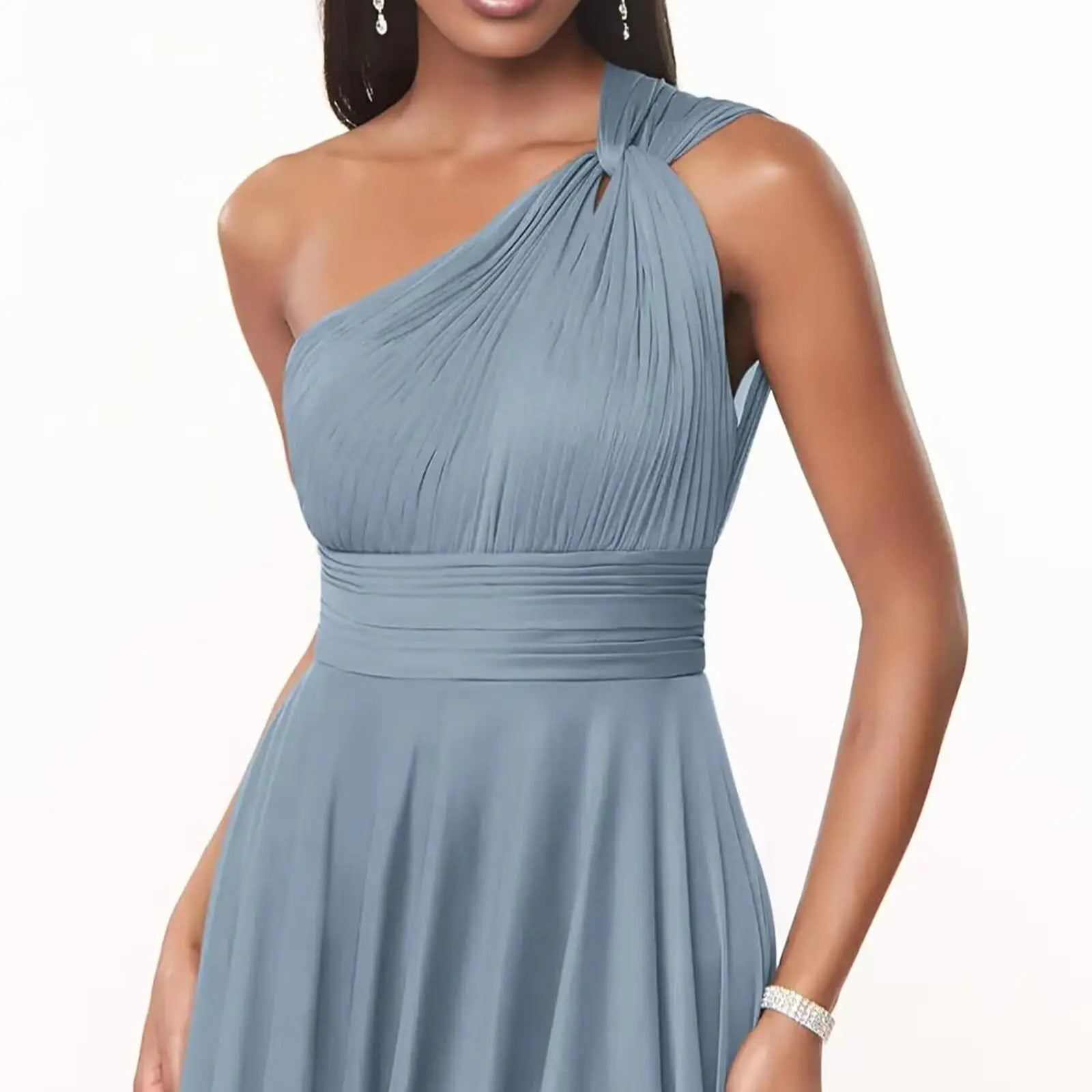 Evening Dress Long Slim Fit Bridesmaid Dress Wedding One-Shoulder Chiffon Ball Gown（Processing time need 3-6 days） 21