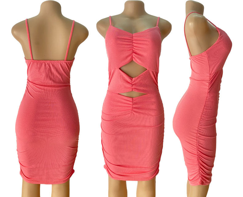 Women Summer Sexy Hollow Crop Pleated Strap Dress 20