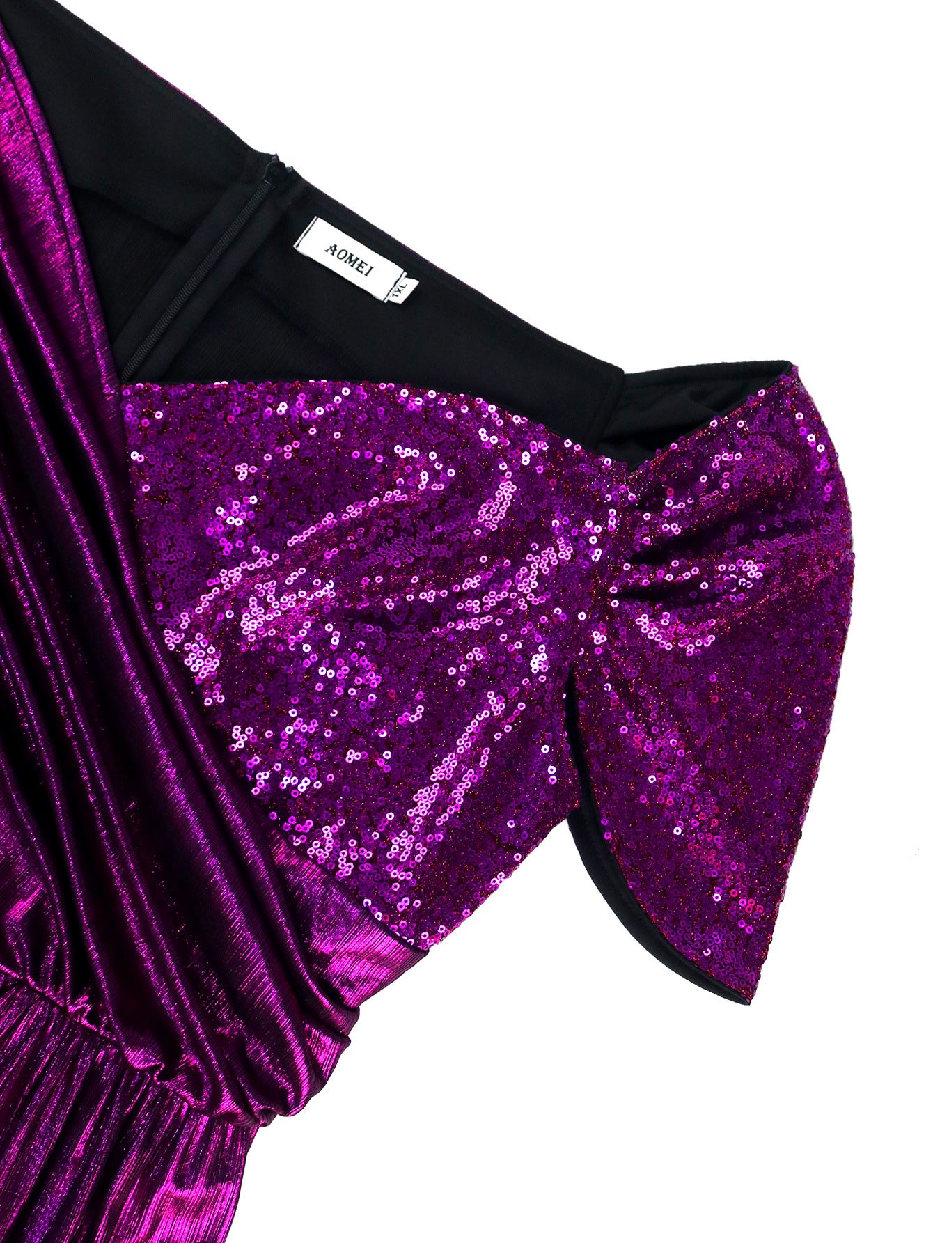 Women Off Shoulder V Neck Formal Party Pleated Small Sleeve Dresses 8