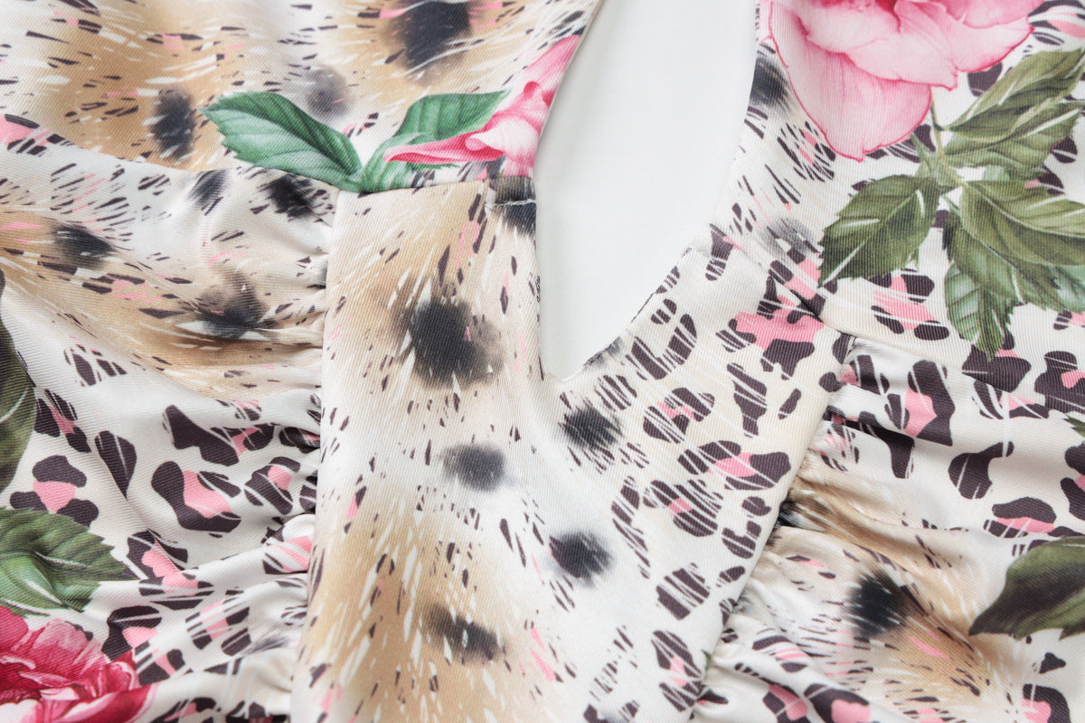 Summer Halter Neck Low Back Printed Dress Fashion WomenŸ??s Gown 12