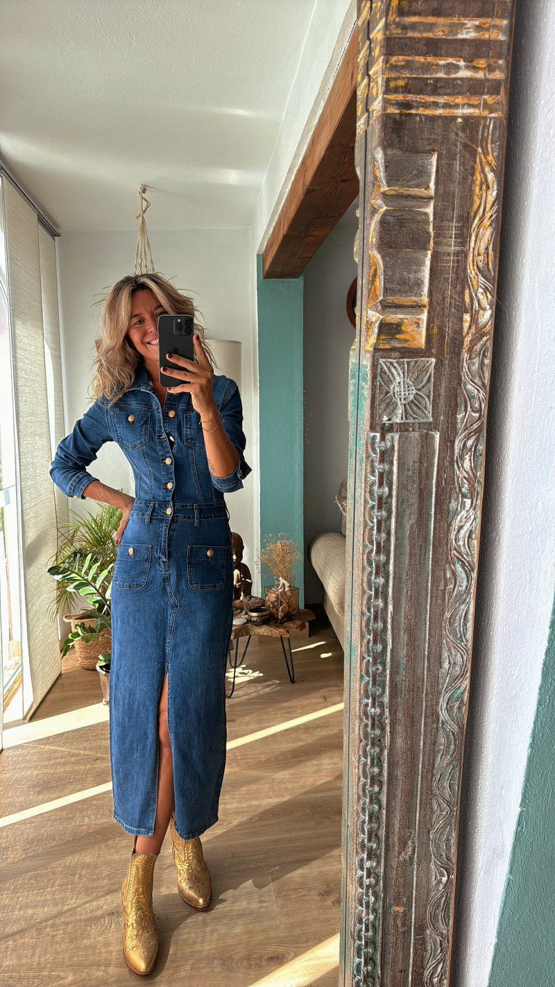 Women casual long-sleeved denim dress 5