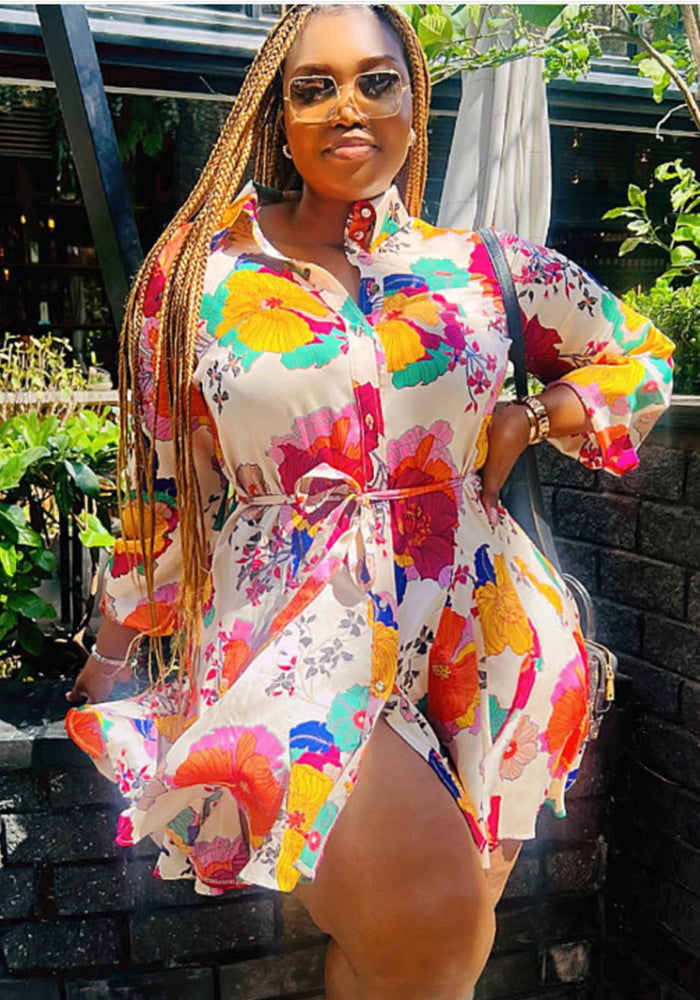 Women Elegant Long Sleeve Print Dress