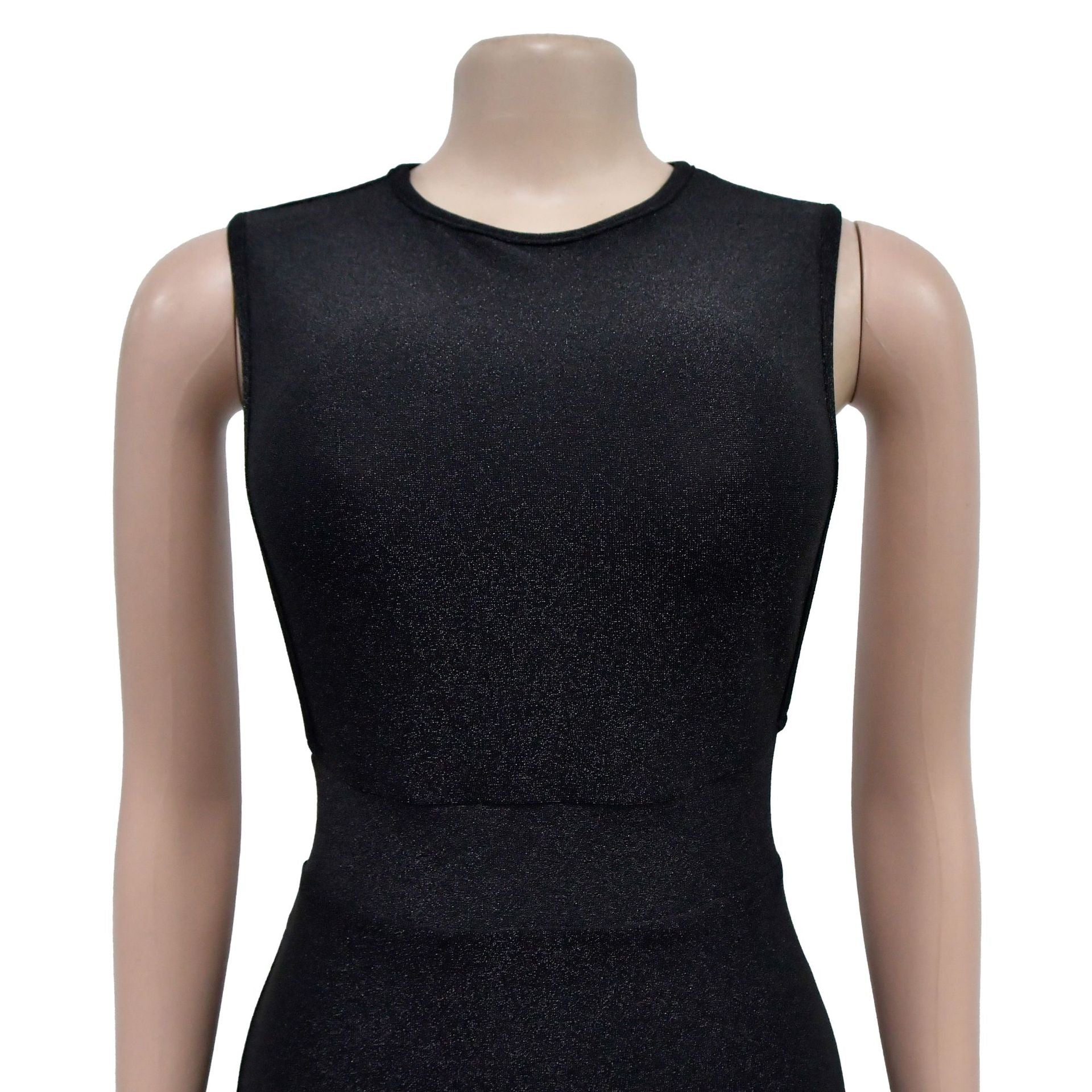 Fashion Women's Solid Color Round Neck Sleeveless Slit Maxi Dress 14