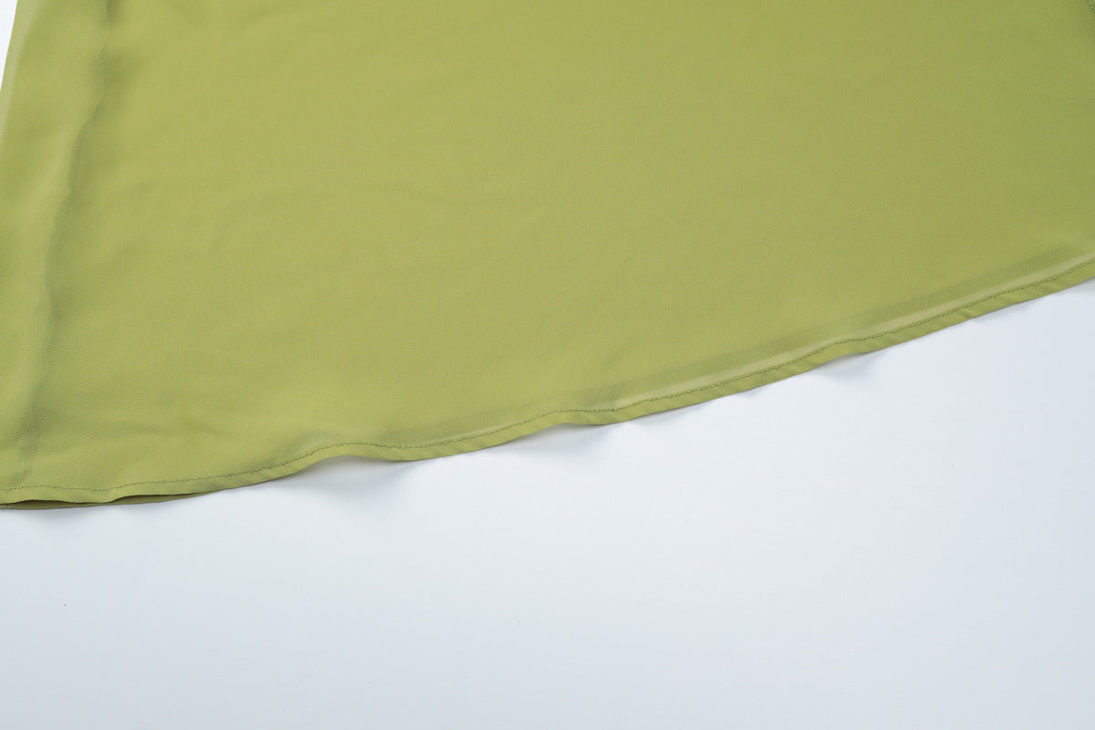 Women Sexy V-Neck Pleated Long Mesh Slit Halter Neck Dress 13