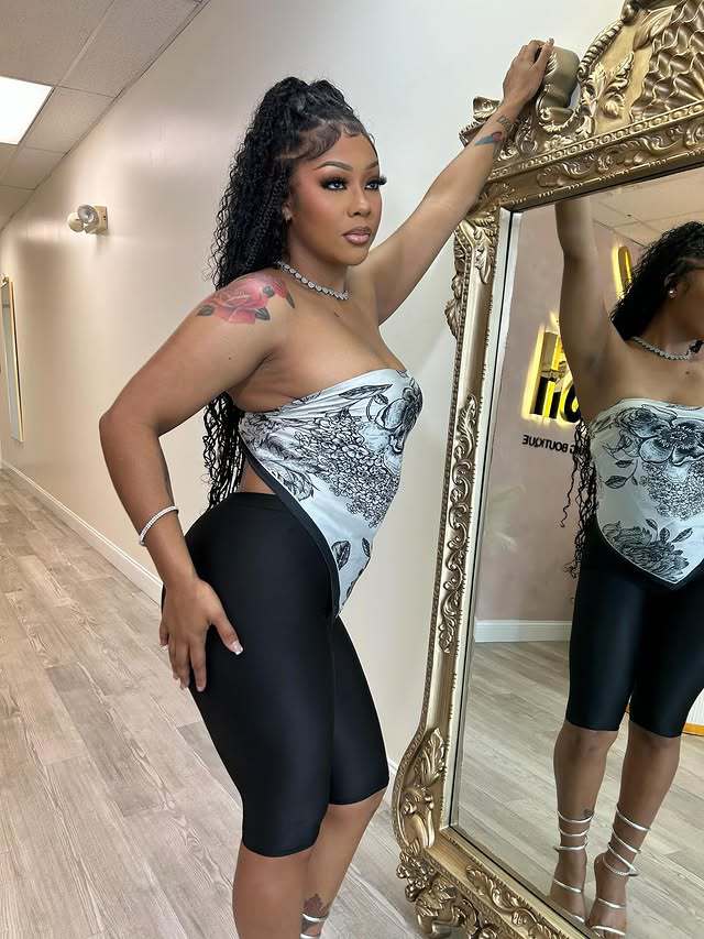 Fashion Women's Printed Strapless Sexy Two Piece Shorts Set 21