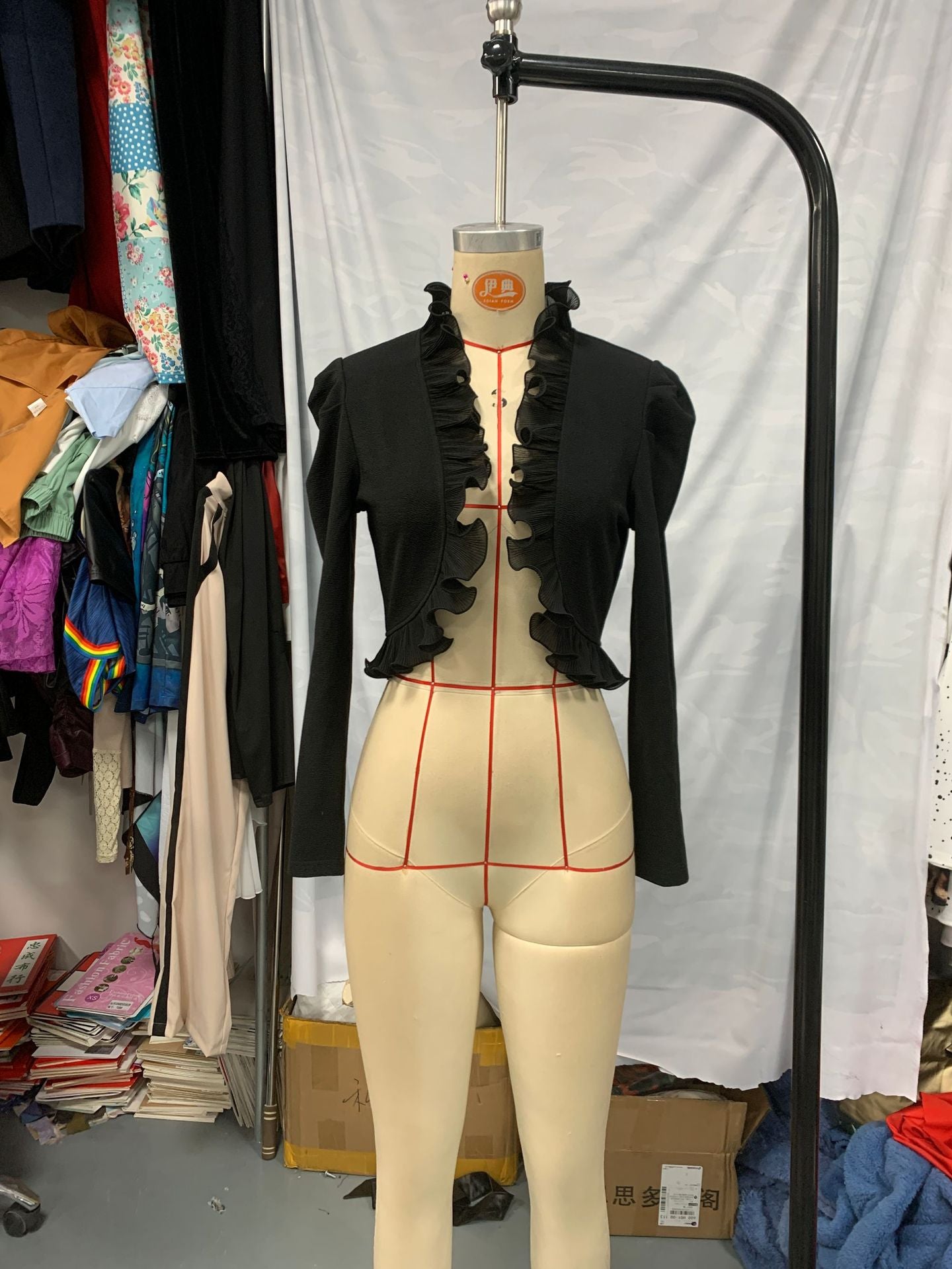 Ruffle Women Spring Long Sleeve Top Short Jacket 8