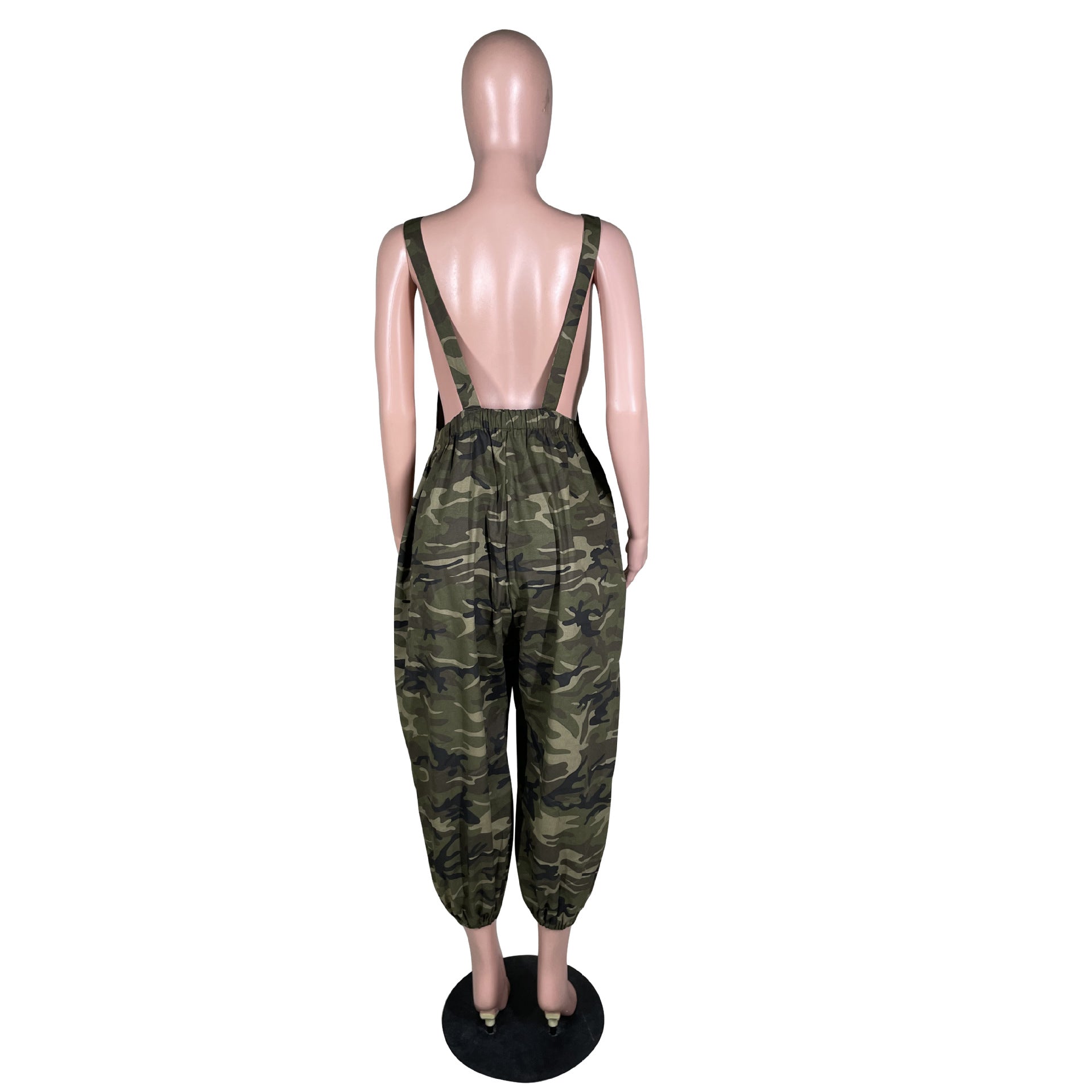 Women'S Camo Casual Cargo Loose Suspender Jumpsuit 5