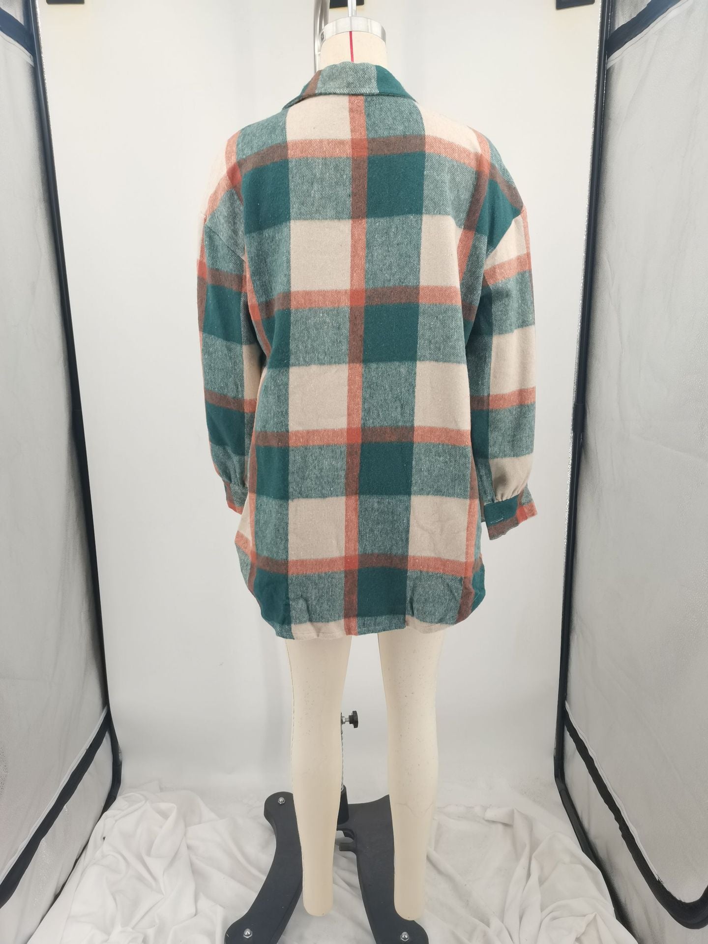 Women Autumn and Winter Loose Plaid Shirt 24
