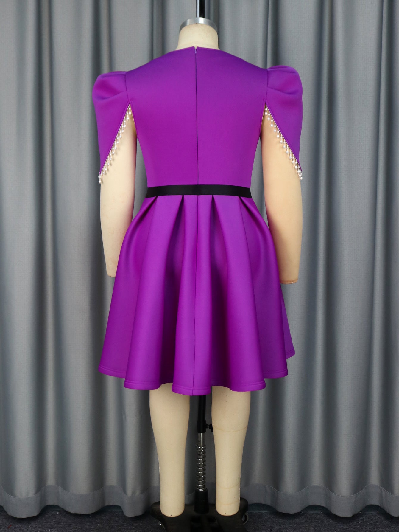 Square neck beaded sleeve high waist a-line Formal Party cocktail Plus Size dress 7