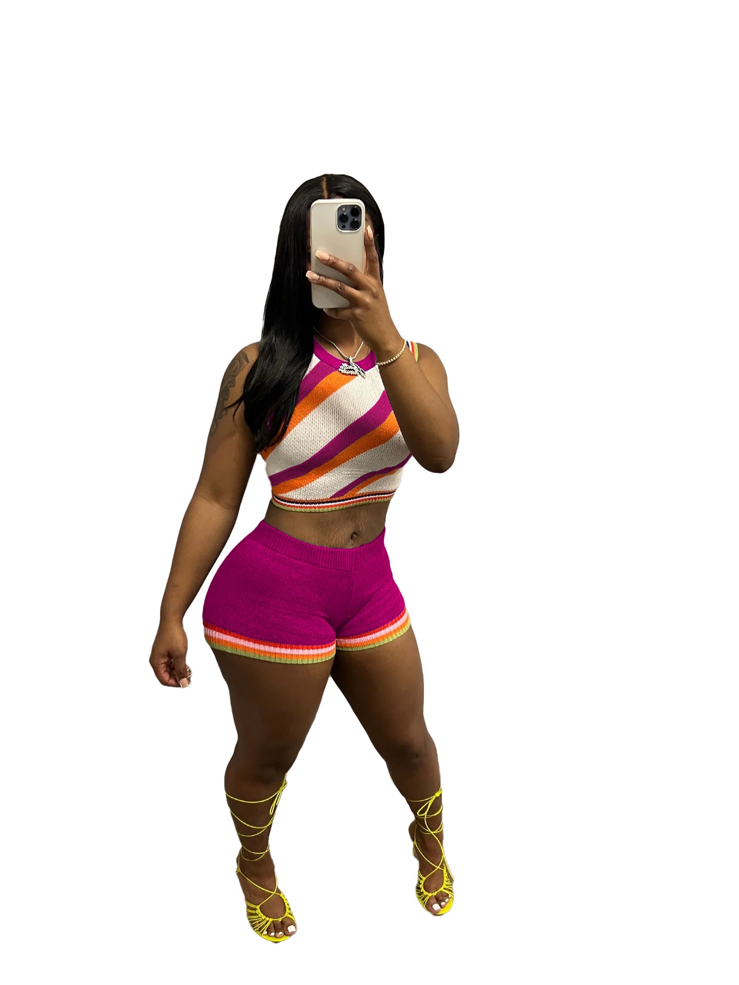 Women Tank Top and Shorts Sweater Two Piece 19