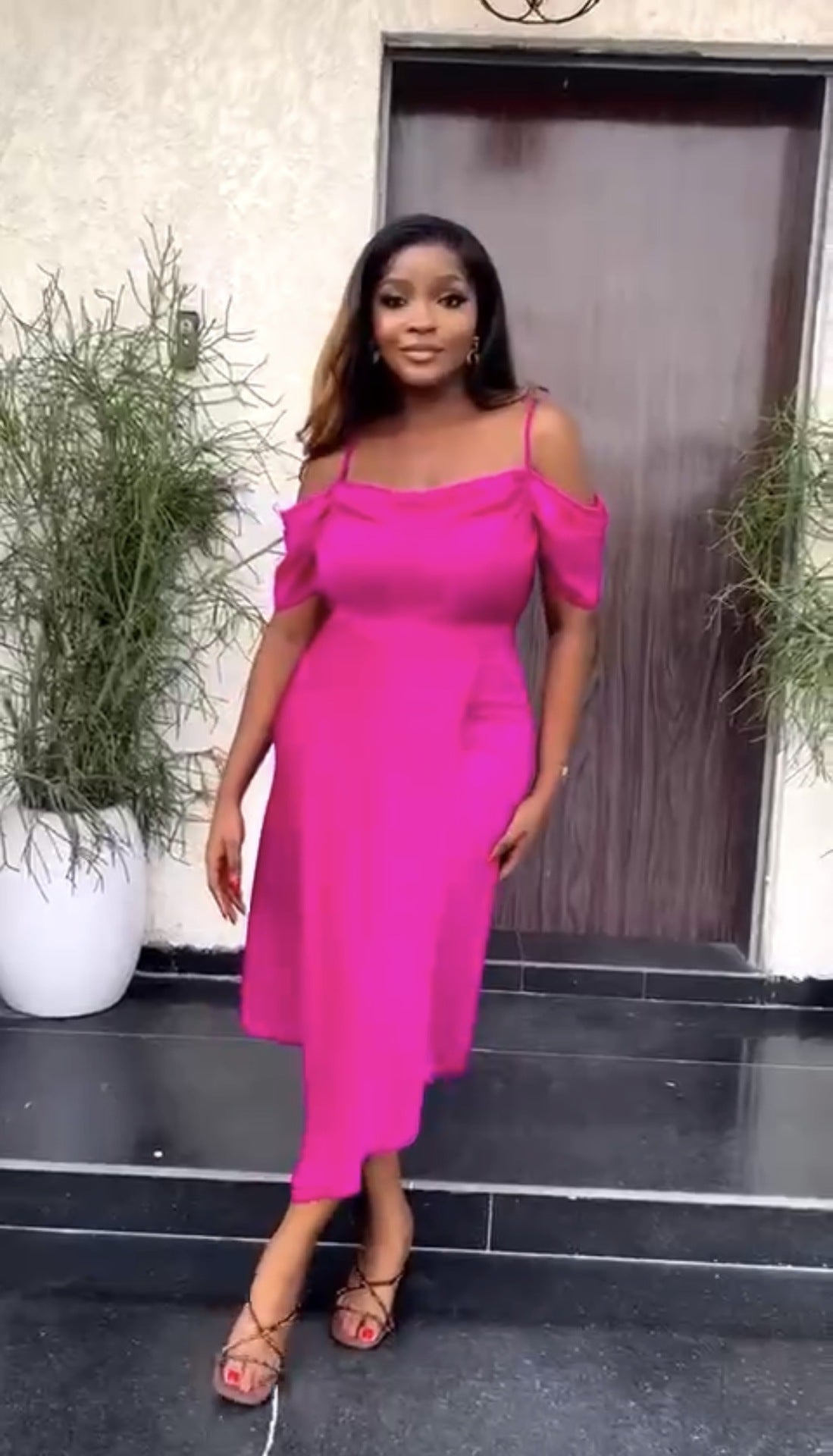 Women Suspender Off Shoulder Sexy Solid Irregular Dress 4