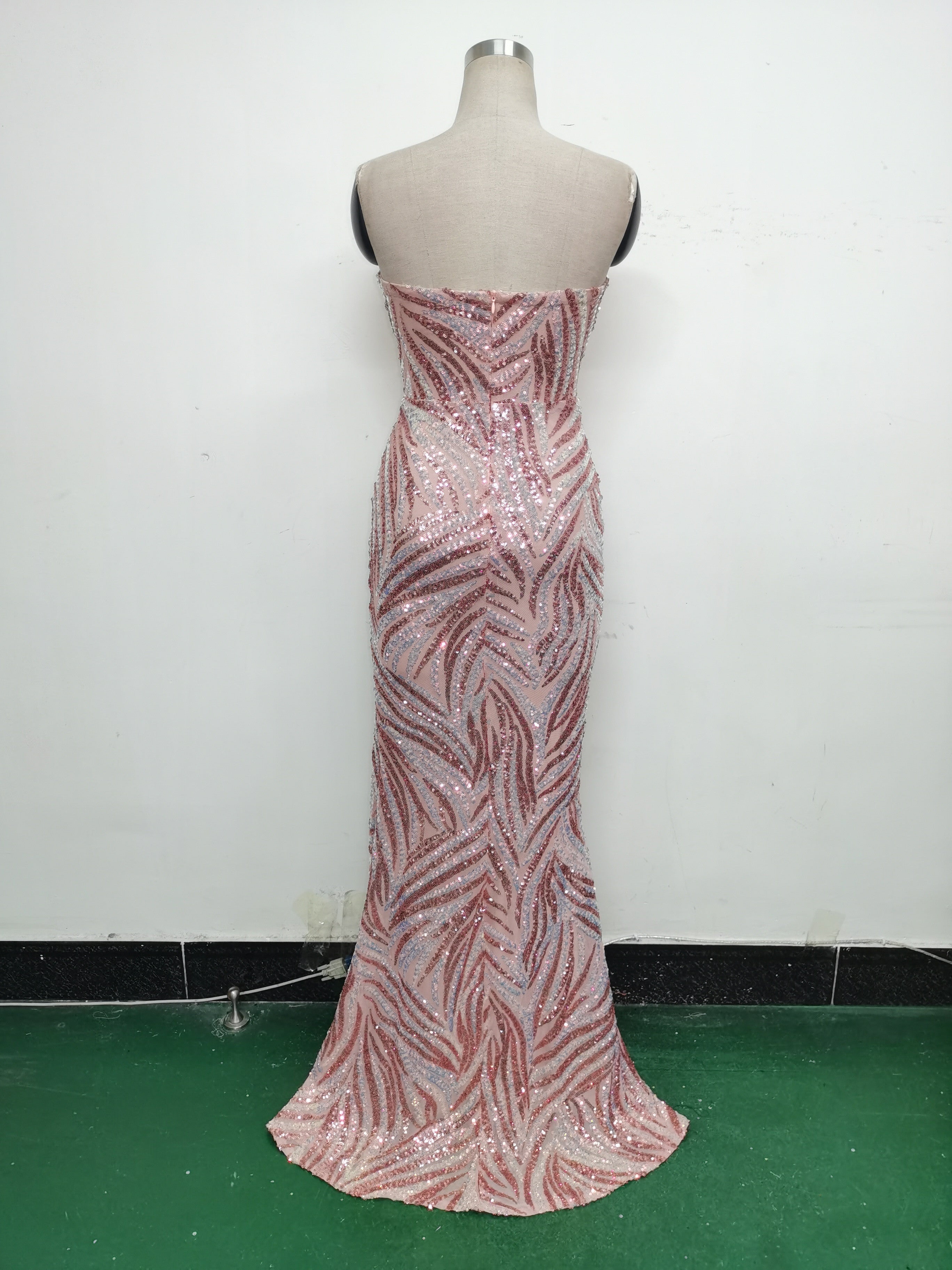 Women Beaded Sequined Wrap Dinner Party Evening Dress 26